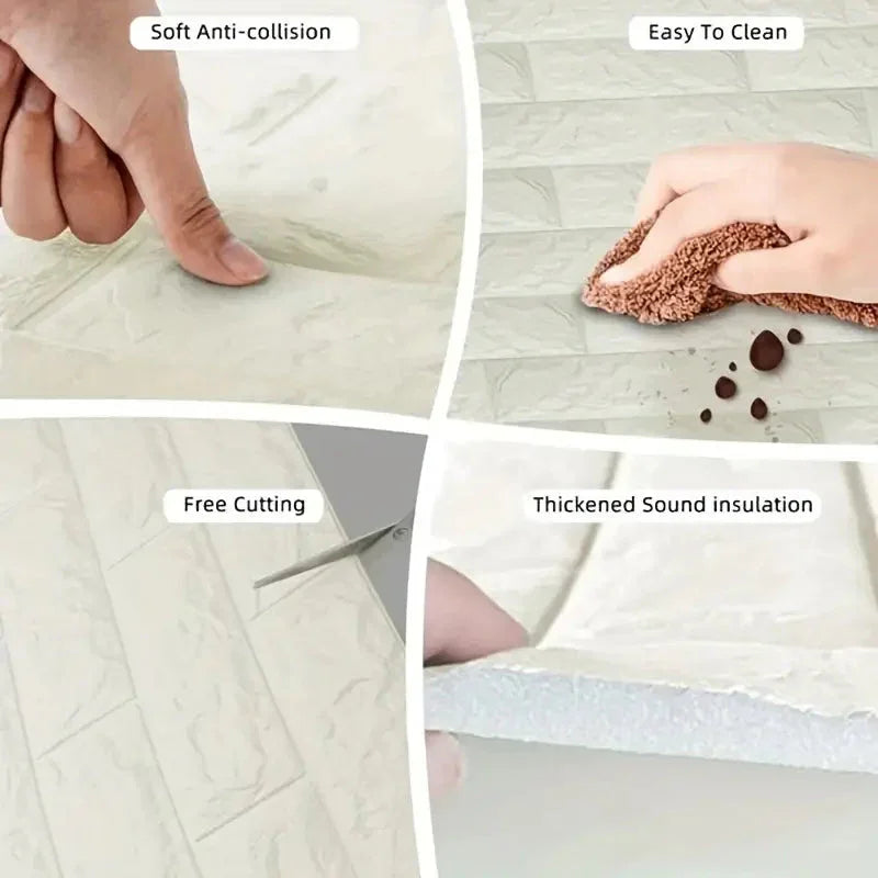 3d Wall Sticker White Brick Sheet | Bedroom Home Decor Waterproof Self Adhesive