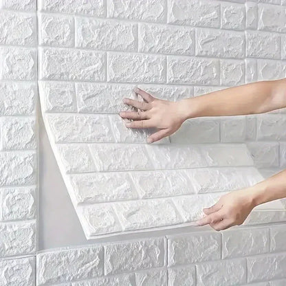 3d Wall Sticker White Brick Sheet | Bedroom Home Decor Waterproof Self Adhesive