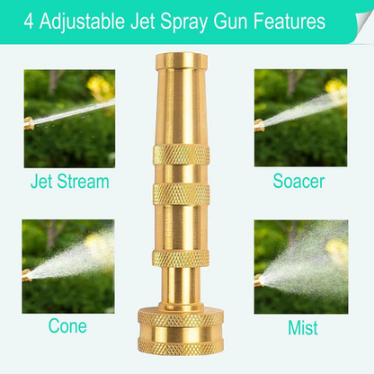 High Pressure Brass Hose Nozzle – 4 Spray Modes