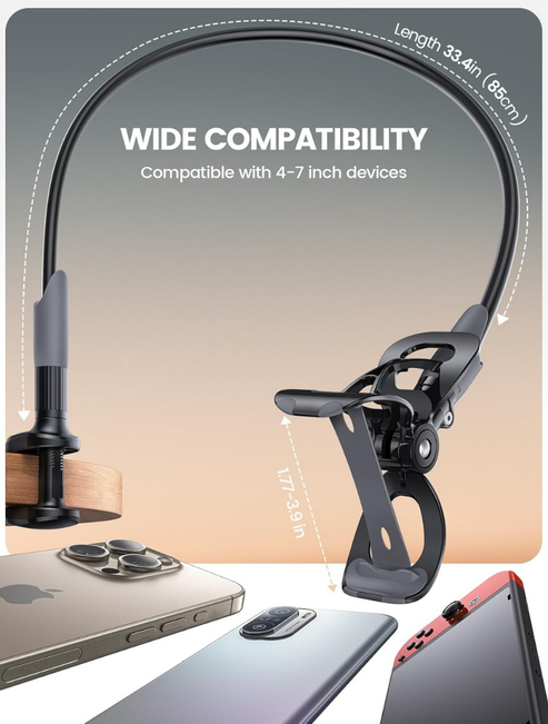Hands-Free Flexible Long Arm Phone Holder – Bed & Desk Mount