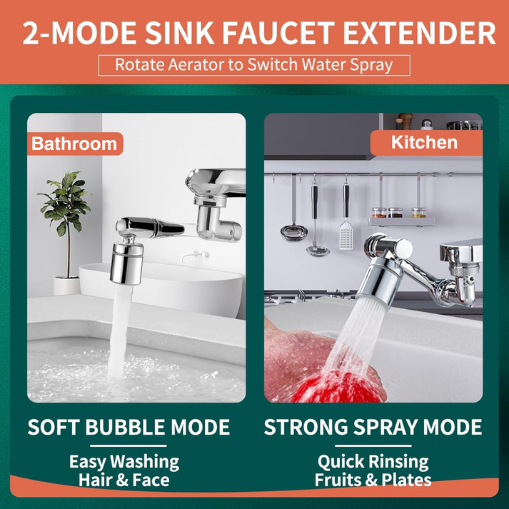 Flexible 1080° Faucet Extender – Dual Modes