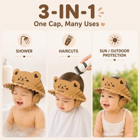 Baby Shower Cap With Ear Protection | 6 Months to 8 Years