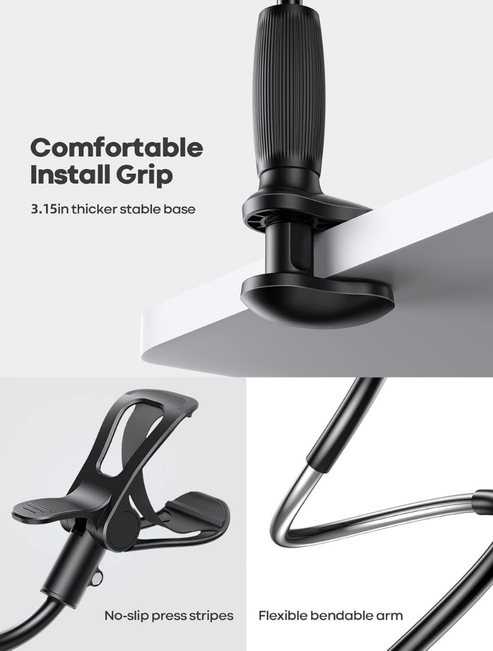 Hands-Free Flexible Long Arm Phone Holder – Bed & Desk Mount