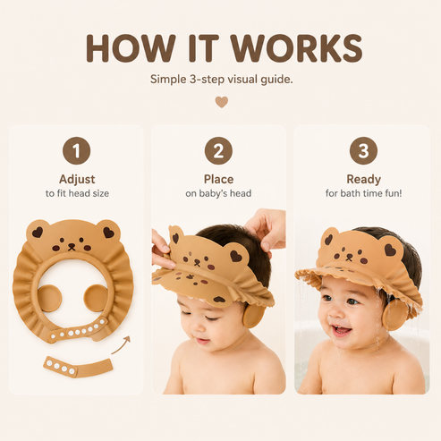 Baby Shower Cap With Ear Protection | 6 Months to 8 Years