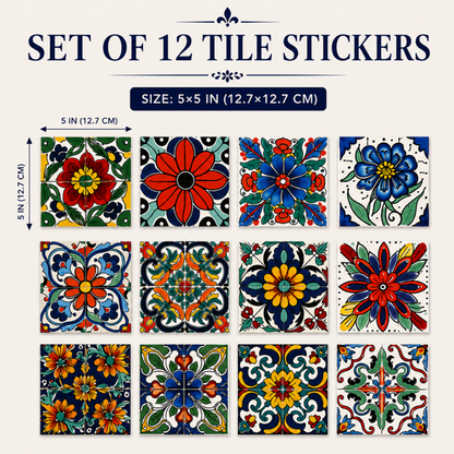 Spanish Tile Stickers | Waterproof (12 PCS)