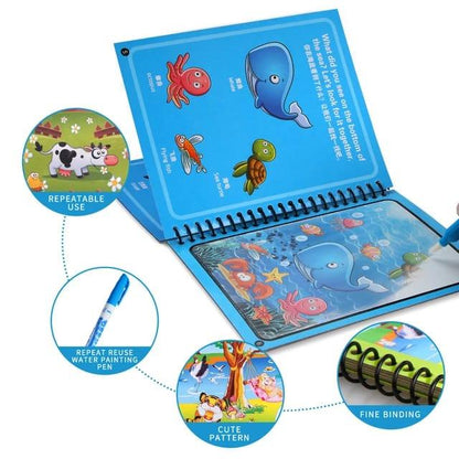 (3 Books + 3 Pen & unlimited Refills) Magic Water Colouring and Drawing Reusable Book Kids Reusable Practice Book
